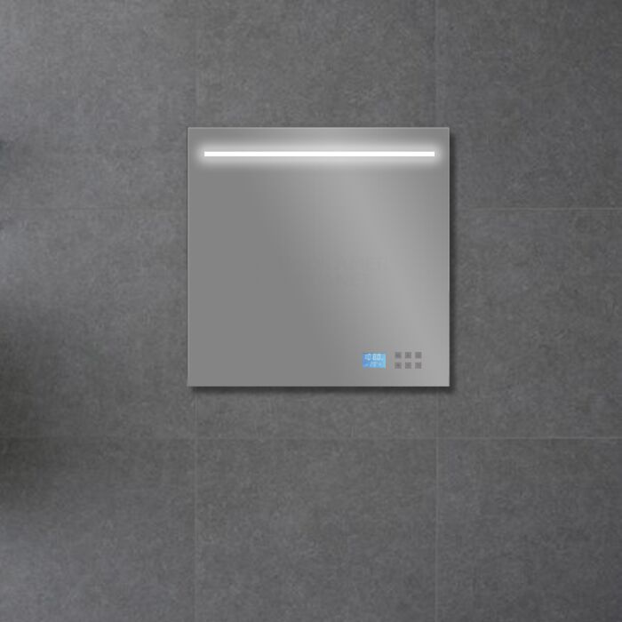 Nieuwheid . haspel Badkamerspiegel met LED/TL Verlichting , Radio en Bluetooth 60 cm met  Spiegelverwarming