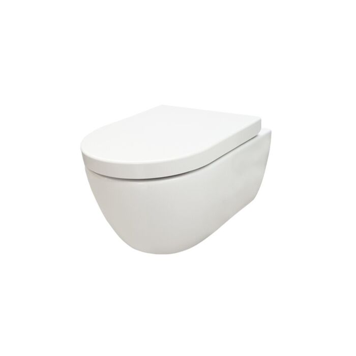 Peer beneden Duiker Sani Royal Hangend Toilet Wandcloset Standaard Rimfree 55 cm Easy Flush met  Softclose Zitting