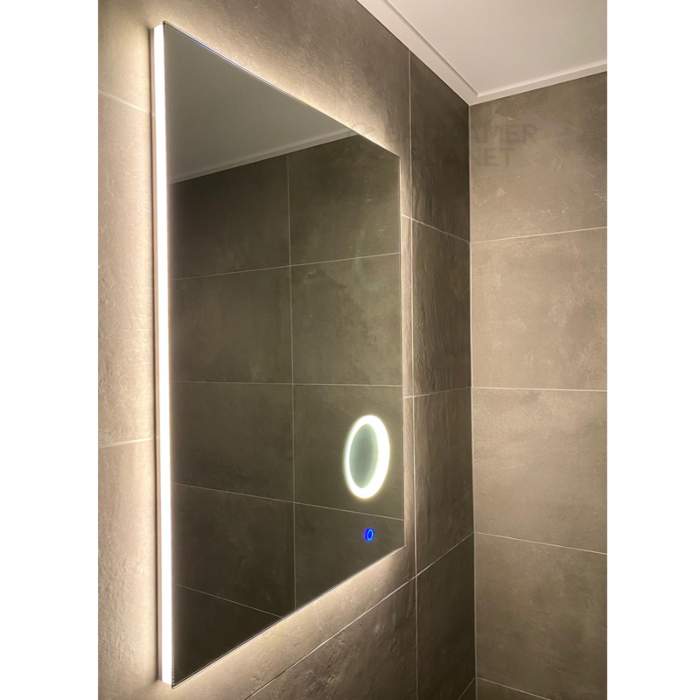 Derbevilletest laten vallen ijzer Badkamerspiegel met LED Verlichting en Make Up Spiegel met Touch en Dimbaar  in 3 Standen 100 cm met Spiegelverwarming